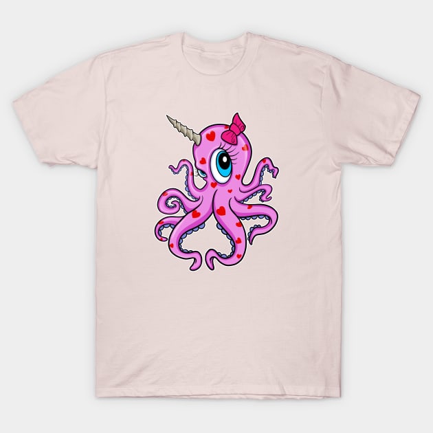 Cute Unicorn Octopus T-Shirt by Space Truck